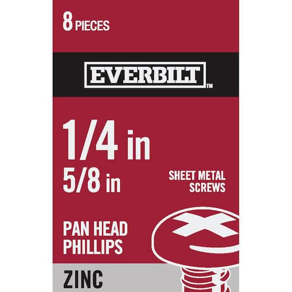 Everbilt #14 x 5/8 in. Phillips Pan Head Zinc Plated Sheet Metal Screw (8-Pack)