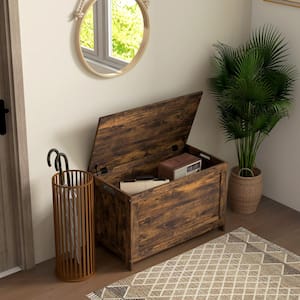 29.9 in. W x 15.7 in. D x 18.9 in. H Outdoor Storage Cabinet, Wooden Box with Safety Hinges, Rustic Brown
