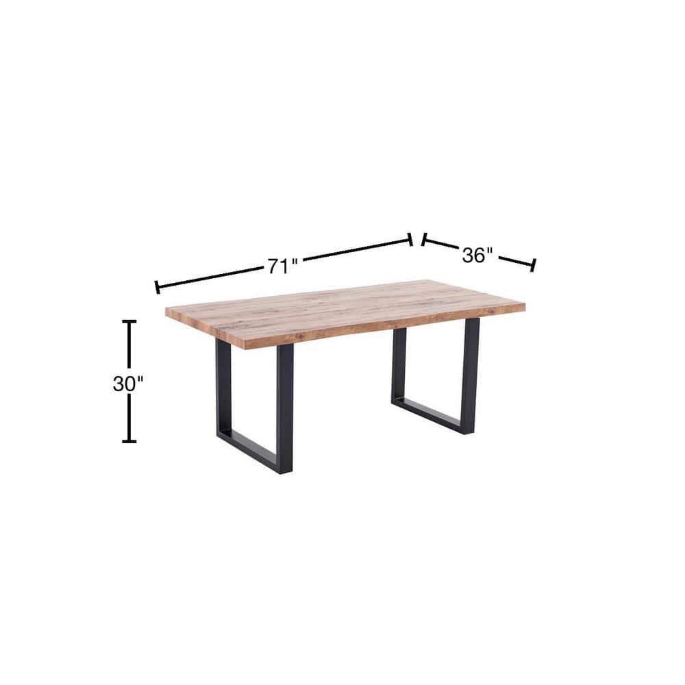 Bazely Industrial Reclaimed Oak Wood Dining Table with Black Base