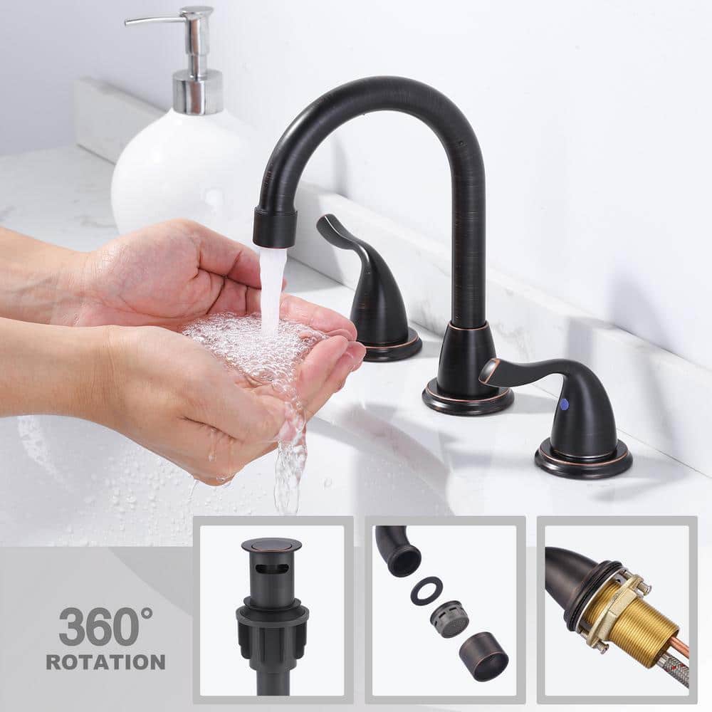 8 in. Oil Rubbed Bronze Double-Handle Bathroom Faucet