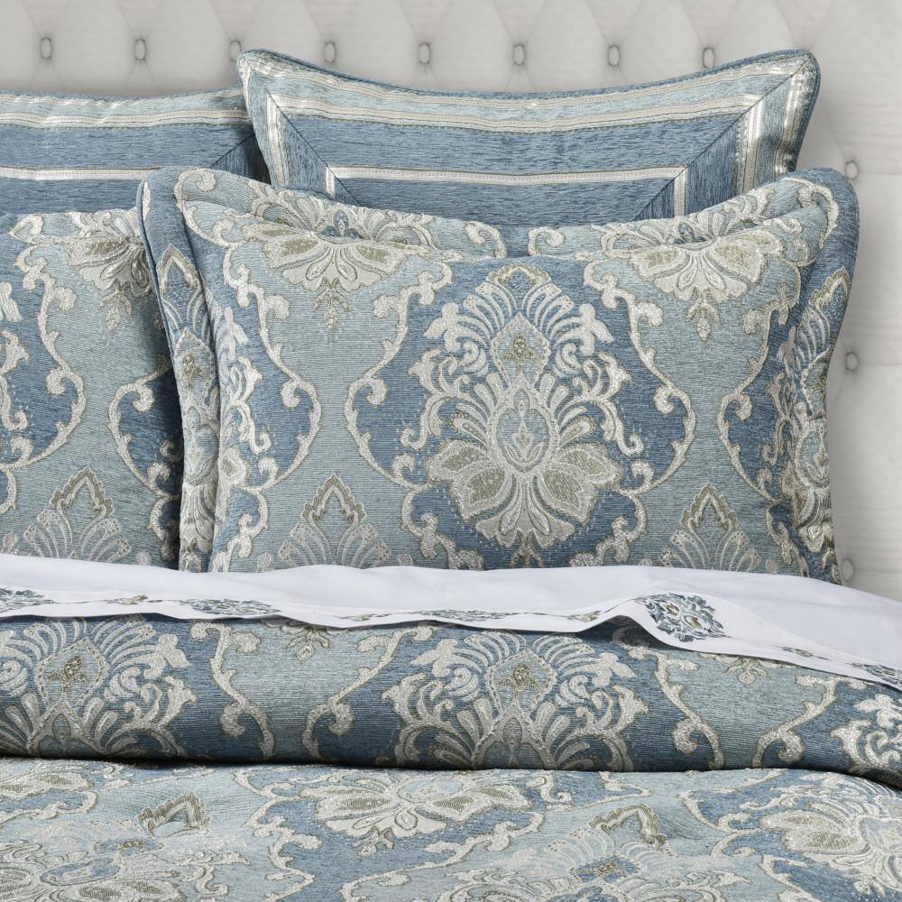 King Blue Velvet Traditional Comforter Set