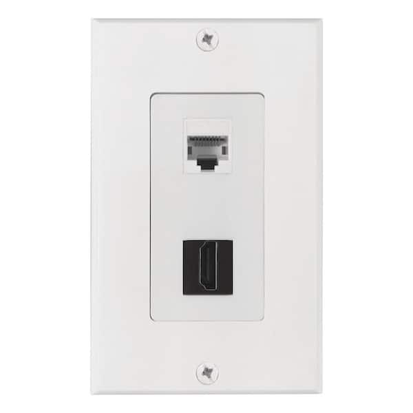 Zenith 1 HDMI and 1 Ethernet Wall Plate, White VW3001HDE2E - The Home Depot