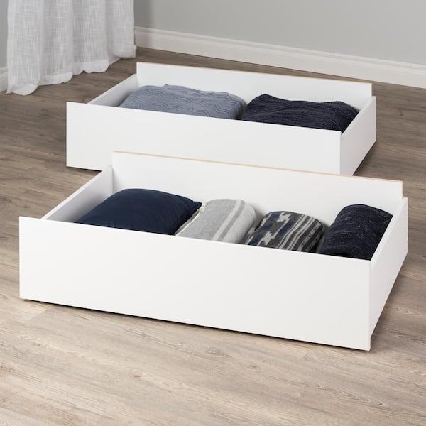 Prepac Select White Queen/King Storage Drawers on Wheels (Set of 2)