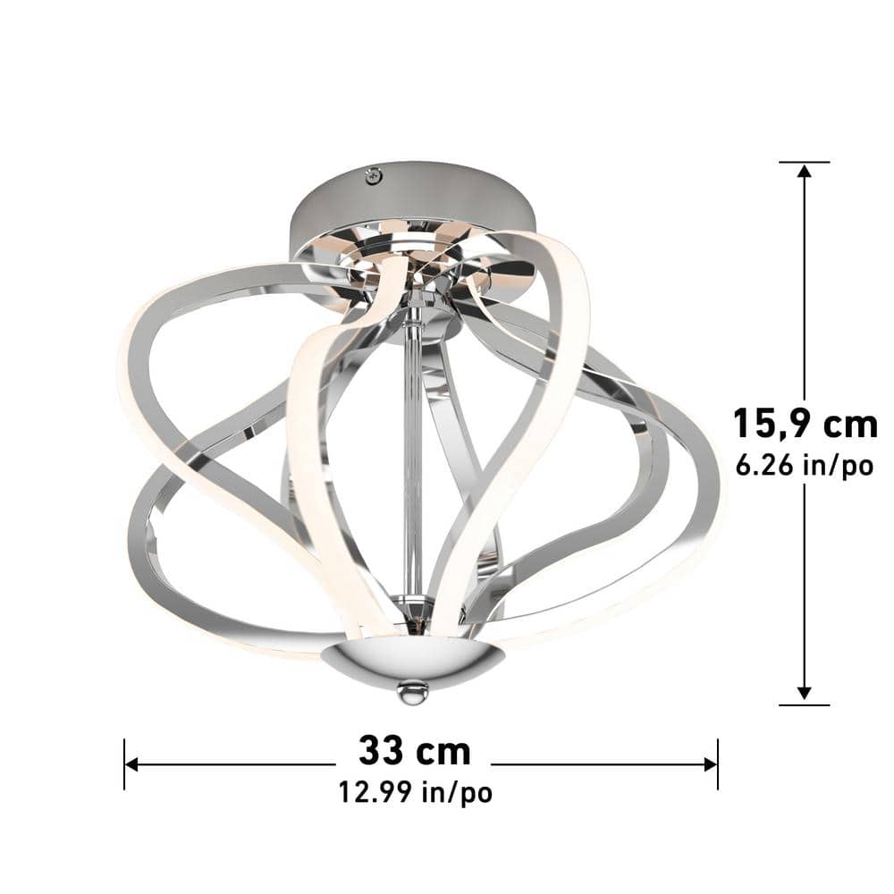 Meridian Chrome Integrated LED Modern Flush Mount Ceiling Light