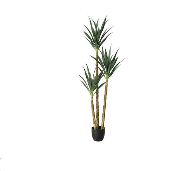 6 ft. Artificial Assorted Flowers Tree In Pot, Agave Plant With 3 Trunks Tall Faux Plant In Pot