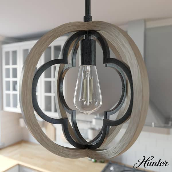 Hunter Gablecrest 1 Light Rustic Iron Geometric Pendant Light Kitchen Light