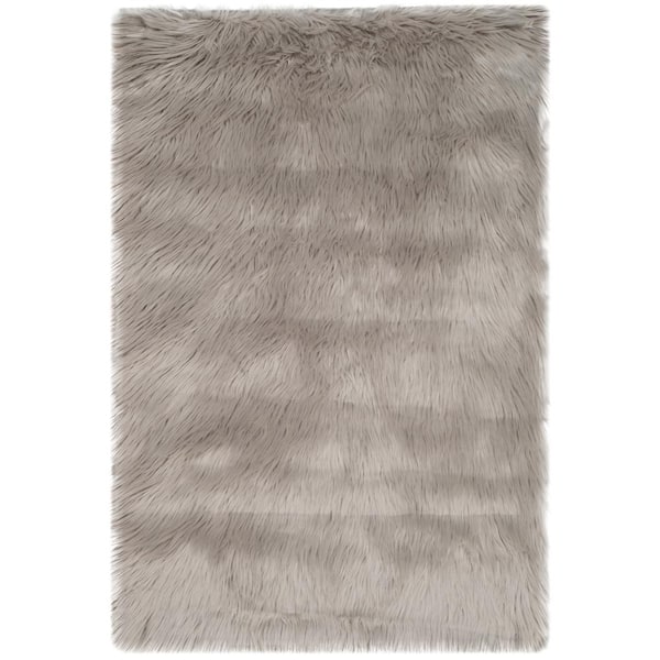 SAFAVIEH Faux Sheep Skin Gray 2 ft. x 3 ft. Solid Area Rug