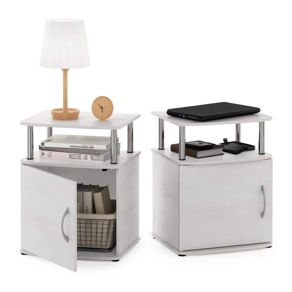 White Oak and Stainless Steel Rectangular End Table