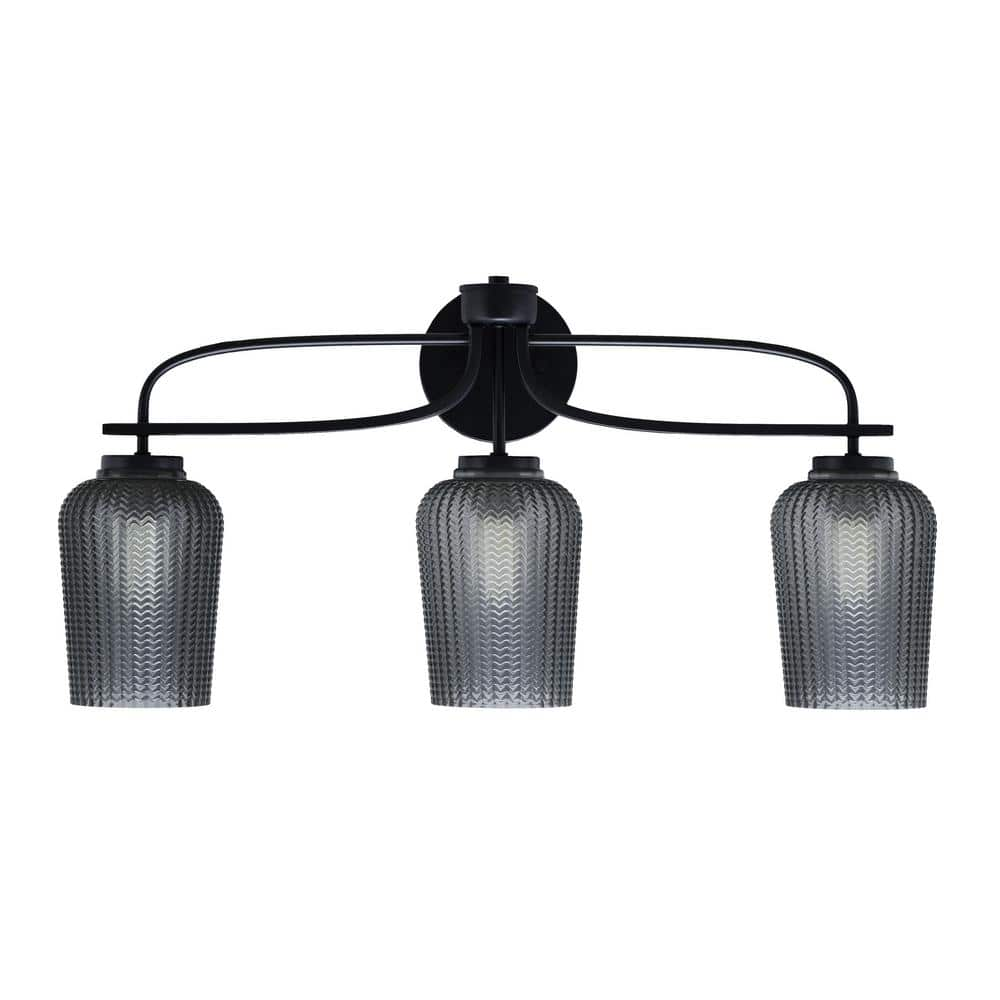 Olympia 26.25 in. 3-Light Matte Black Vanity Light 3R913MB4252 - The ...