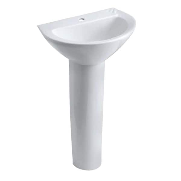 KOHLER Parigi Vitreous China Pedestal Combo Bathroom Sink in White with Overflow Drain