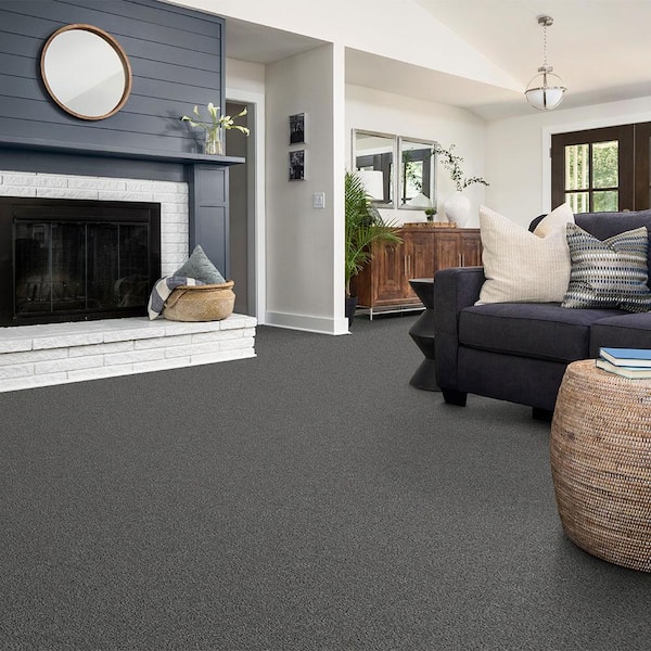 Watercolors II - Dolphin - Gray 38.4 oz. Polyester Texture Installed Carpet