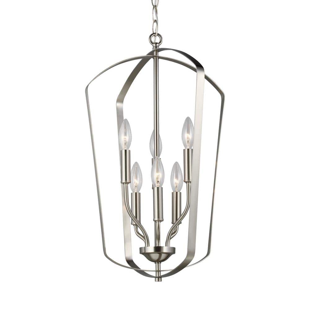 Romee Brushed Nickel 6-Light LED Candle Pendant