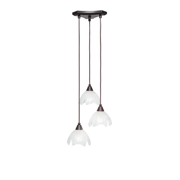 Unbranded Condor 3 Light Dark Granite, Cluster Pendant Light with 7 in. Frosted Crystal Glass Shades, No bulbs included