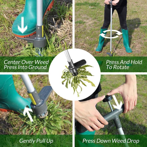 38 in. Weed Puller, 5 Claws Manual Weeder Stand Up Weed Remover, Metal Weed  Removal Garden Weeding Tool