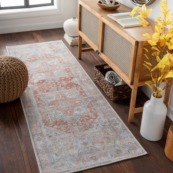 Alexandria Dark Brown Traditional 3 ft. x 7 ft. Indoor Machine-Washable Runner Rug