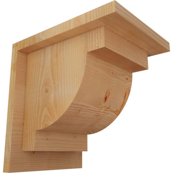 Ekena Millwork 8 in. x 10 in. x 10 in. Douglas Fir Alpine Rough Sawn Corbel with Backplate