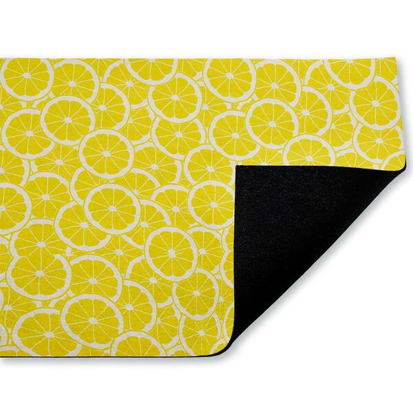 Zesty Lemons Everywhere Yellow 18 in. x 30 in. Polyester Non-Slip Outdoor Door Mat