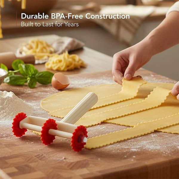 OVENTE Red and White Pasta Maker Accessory and Pasta Cutter Bike