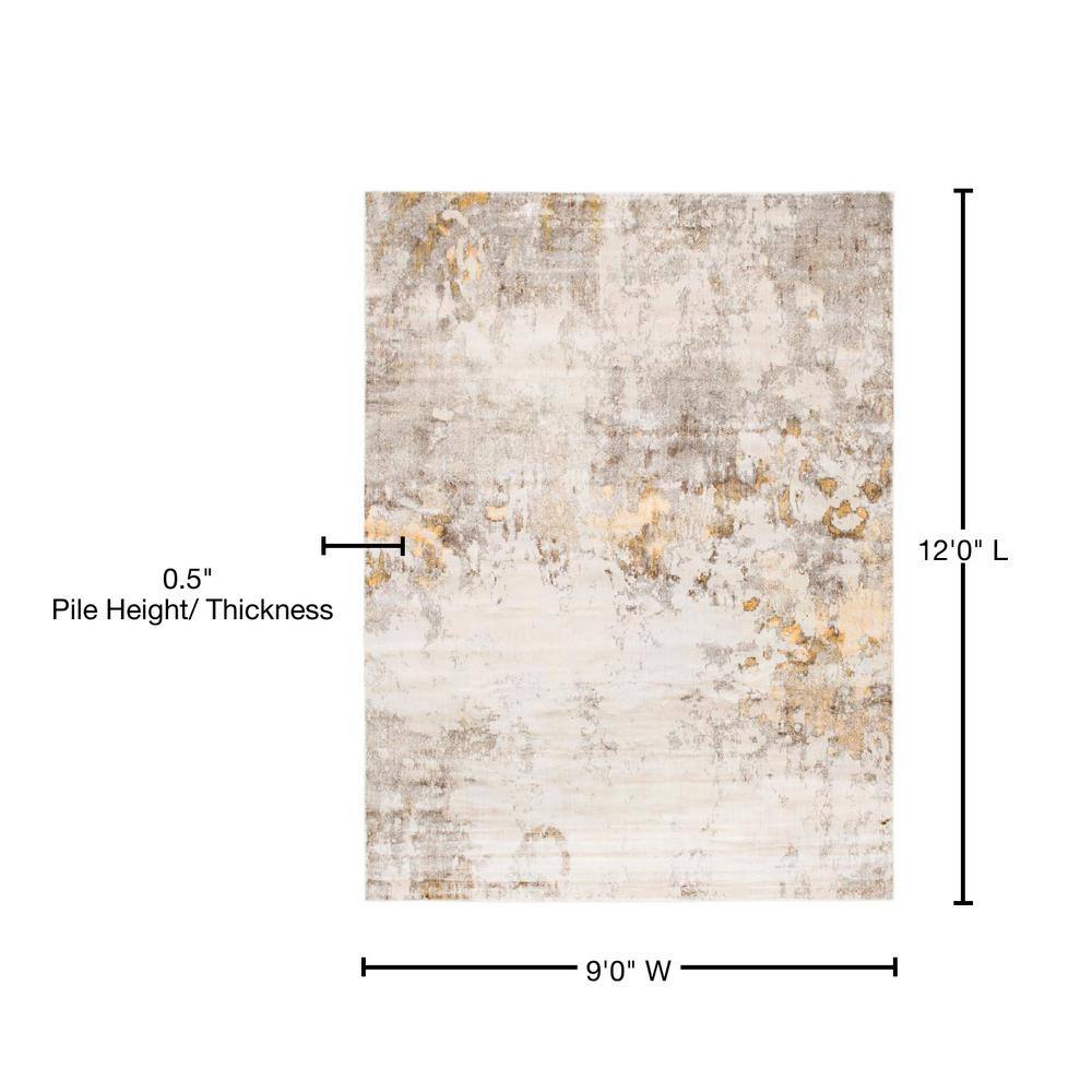 Ivory Beige Braided 9' x 12' Synthetic Easy Care Area Rug