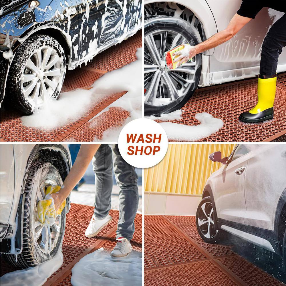 36" x 60" Red Rubber Anti-Fatigue Non-Slip Mat