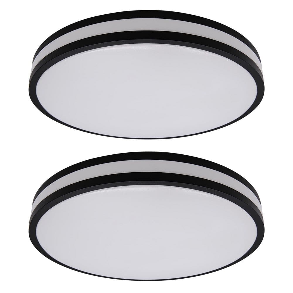 13 in. Matte Black LED Flush Mount 3000K Warm Light Convertible Ceiling Light Fixture (2-Pack) price history on PriceWatchPro