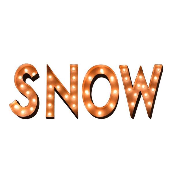 TrekShops 65 in. W x 12 in. H Small Rusted SNOW Letters Plug-In Marquee Lights