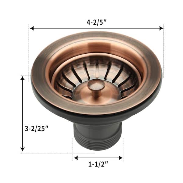 Akicon Antique Copper Stopper Kitchen Sink Drain AK82102-AC - The