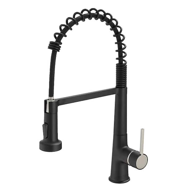 Faucet for Kitchen Sink, Black Kitchen Faucet with Pull Down Sprayer, Modern Commercial Spring Pull-Out Sink Faucet