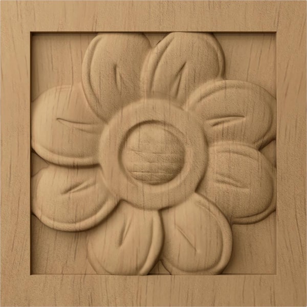 Ekena Millwork 5/8 in. x 3 in. x 3 in. Unfinished Wood Lindenwood Small Sunflower Rosette