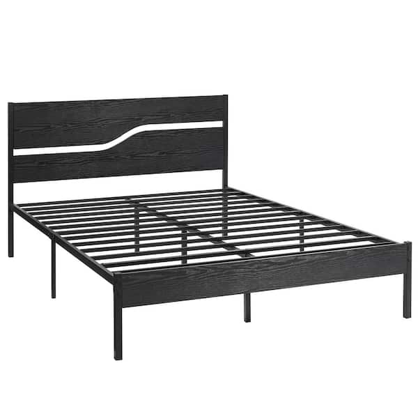 VECELO Platform Bed，Black Metal Bed Frame ，Queen Size Platform Bed with ...