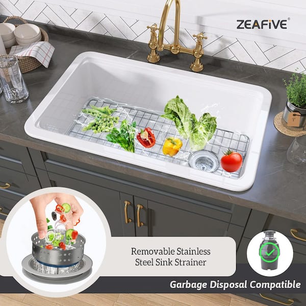 Zeafive Sex 30 in. L x 19 in. W White Drop-In/Undermount Kitchen
