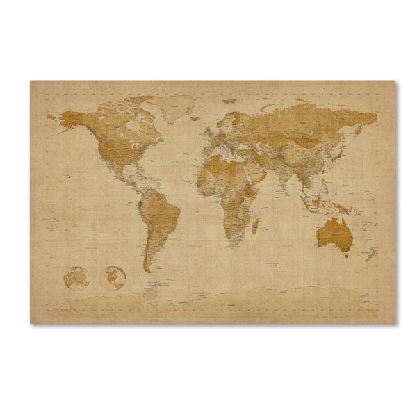 Trademark Fine Art 22 in. x 32 in. Antique World Map Canvas Art