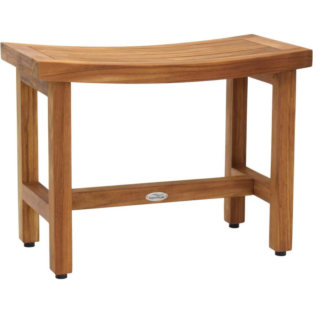 Patented 24 in. x 12 in. Sumba Lotus Freestanding Teak Shower Bench Walk in