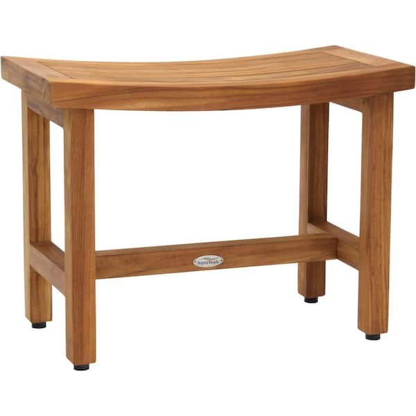 Patented 24 in. x 12 in. Sumba Lotus Freestanding Teak Shower Bench Walk in Shower Seat