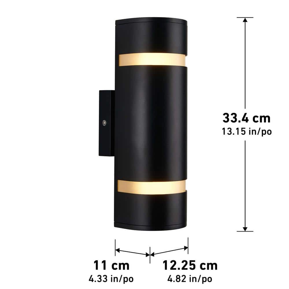 Black Stainless Steel Medium Cylinder Outdoor Sconce