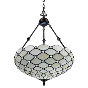 3-Light Tiffany Style Jeweled Hanging Pendant