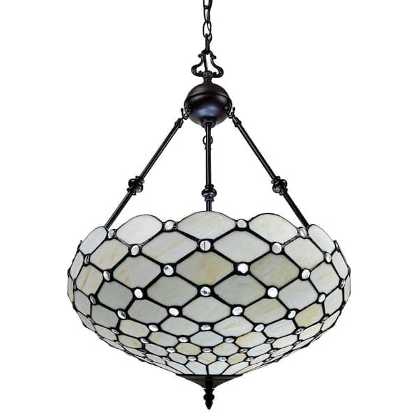 Amora Lighting 3-Light Tiffany Style Jeweled Hanging Pendant