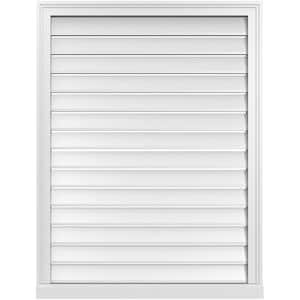 32 in. x 42 in. Vertical Surface Mount PVC Gable Vent: Functional with Brickmould Sill Frame