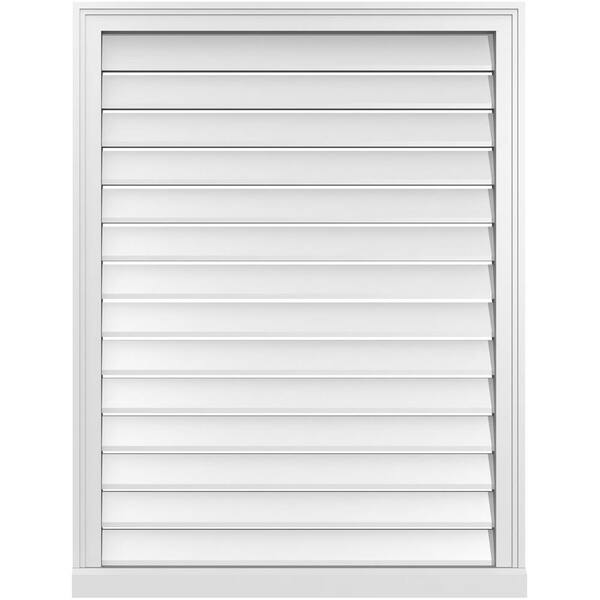 Ekena Millwork 32 in. x 42 in. Vertical Surface Mount PVC Gable Vent: Functional with Brickmould Sill Frame