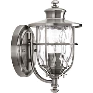 Beacon Collection 1-Light Stainless Steel 10.2 in. Outdoor Wall Lantern Sconce