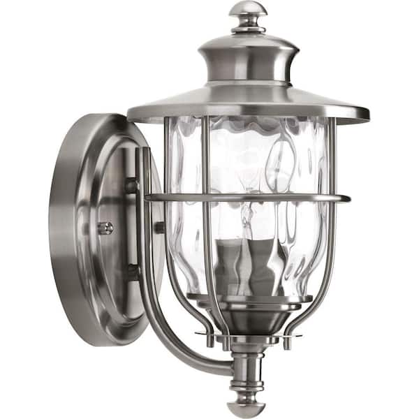 Progress Lighting Beacon Collection 1-Light Stainless Steel 10.2 in. Outdoor Wall Lantern Sconce
