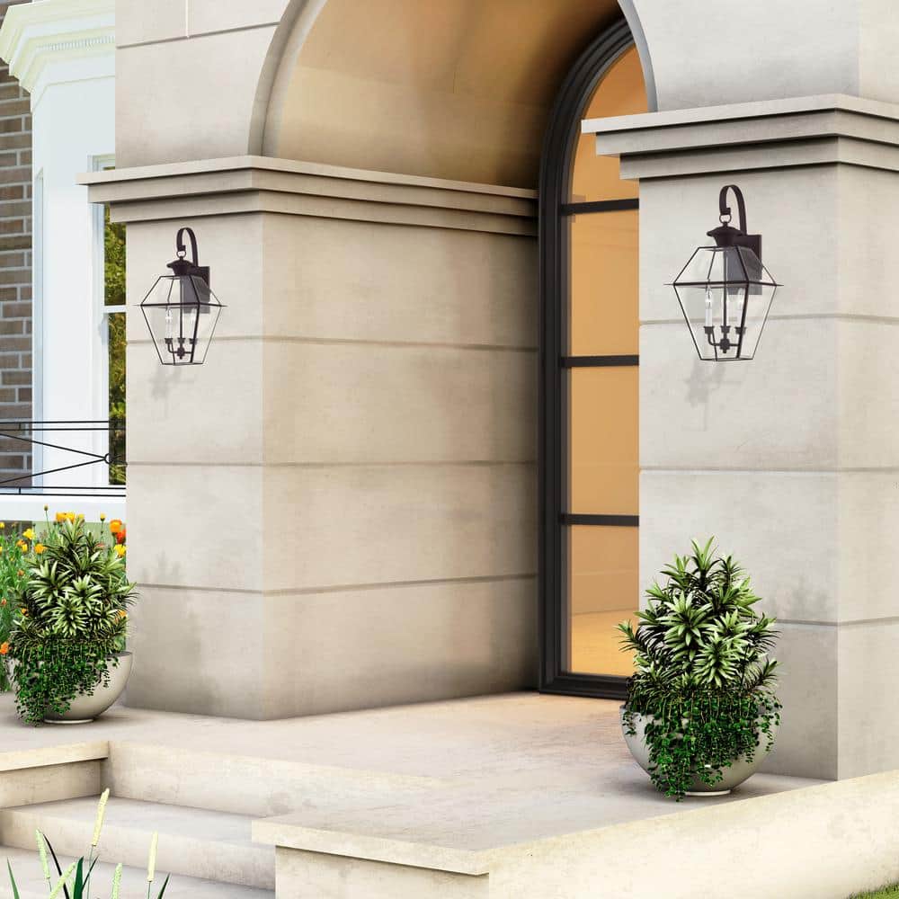 Charleston Elegance Bronze Outdoor Lantern with Clear Beveled Glass