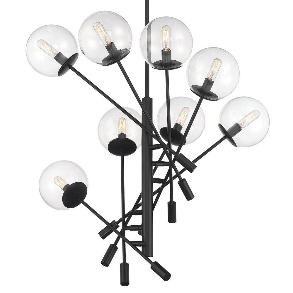 Coal Black 8-Light Globe Pendant with Clear Glass Shades