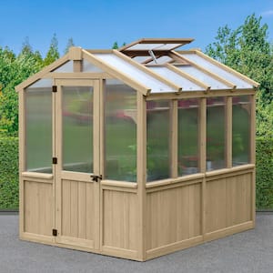 Meridian 6.7 ft. x 7.8 ft. Garden Plant Greenhouse with Double-Wall Poly Windows, Automatic Roof Vent and Air Flow Base