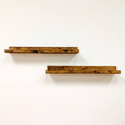 Rustic Luxe 7 in. x 36 in. Dark Walnut Pine Floating Decorative Wall Shelves