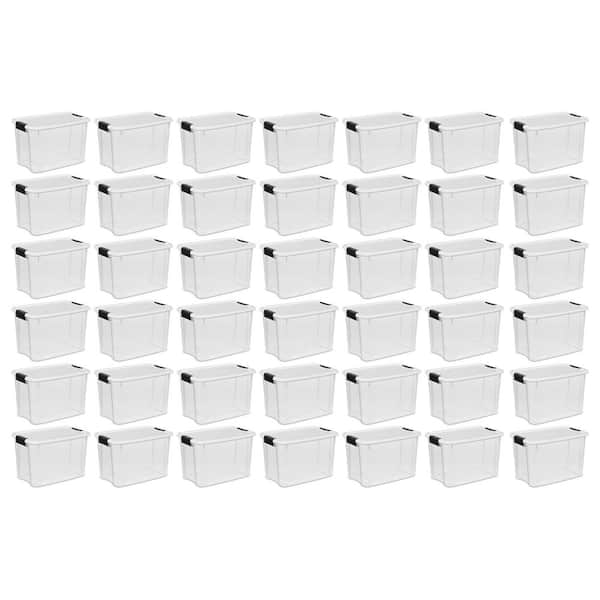 Sterilite 30 Qt. Ultra Latch Clear Storage Box with White Lid (42 Pack)