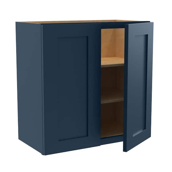 Newport 24 in. W x 12 in. D x 24 in. H Assembled Plywood Wall Bridge Kitchen Cabinet in Mythic Blue with Soft Close