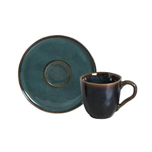 Oceano Espresso Coffee Cup & Saucer 4.1 Oz Stoneware, Set of 6