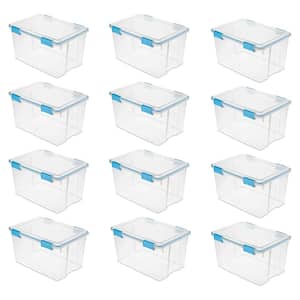 54 Qt. Gasket Box in Clear with Blue Latches, (12-Pack) 19344304