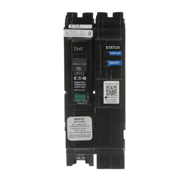 Eaton Smart Circuit Breaker 1Pole 15 Amp 120Volt 10 kA Interrupt Rating BREM1015 The Home Depot